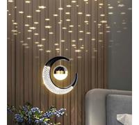 XINYASEE Creative LED Chandelier, Full Star LED Ceiling Light, Moon Chandelier, Adjustable Height Chandelier for Bedroom Kids Room, Dining Room Decorative Background Chandelier (Black-Warm Light)