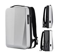 XINYASEE Men's expandable business backpack, anti-theft shoulder bag, fashionable gaming bag, 15.6’ laptop back hard shell bag. (White)