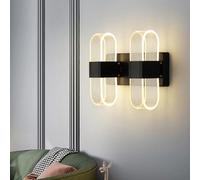 XINYASEE Modern Acrylic LED Wall Lamp,LED Indoor Wall Lamps, Bedside Night Lights, 3 Lighting Colours Adjustable Wall Light, for Bedroom Living Room Restaurant Hallway (Black(Double Head))