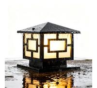 XINYASEE Modern Black Post Cap Light,Outdoor Waterproof Fence Poste Lamp with Traditional Geometric Design,LED Deck Post Lighting for Garden,Patio,Porch,Landscape Decoration(Black-30cm)