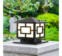 XINYASEE Outdoor Column Cap Light Fixture, Black Metal Frame, Waterproof Deck Column Light, Suitable for courtyards, Paths, and Architectural Decorative Lighting.(Black-25cm)