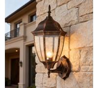 XINYASEE Retro hexagonal wall lamp, with an antique bronze finish, elegant manor porch light,warm and nostalgic light and shadow,perfectly embellishing entrances,corridors and distinctive walls(BD-36)
