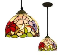 XINYASEE Tiffany E27 Chandelier Decorative Light Glass Height Adjustable Dining Table Dining Room Kitchen Living Room Chandelier Bedroom Basement Attic Cafe Decorative Lighting (G)