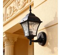 XINYASEE Vintage Black Outdoor Wall Light with Textured Glass, Waterproof LED Wall Mount Lantern for Porch, Patio, Garden, Exterior Home Lighting Fixture