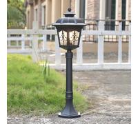 XINYASEE Vintage Garden Bollard Light,Victorian Black Cast Aluminium Outdoor Post Lantern IP44 Waterproof E27 Base Pathway Lawn Lamp for Patio Driveway Courtyard Gate, No Bulb Included