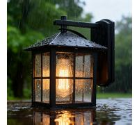 XINYASEE Vintage Industrial Outdoor Wall Lantern,Black Metal Grid Glass Exterior Sconce,Waterproof Outdoor Lighting Fixture with Edison Bulb Style for Patio,Porch,Garden, Classic Decorative (BD-02)