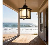 XINYASEE Vintage Outdoor Pendant Light, Frosted Acrylic Pendant Light, Waterproof Outdoor Ceiling Light, Suitable for patios, porches, Gardens, backyards, Farmhouse, and Country Decor (DD-E)
