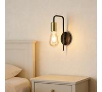 XINYASEEVintage Industrial Wall Lamp,Minimalist Bedside Wall Light-Black and Gold Metal Wall Lamp,Single-Head E27 Wall Light Suitable for Corridor,Living Room,and bar Decorative Lighting
