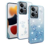 XINYEXIN Bling Glitter Case for Realme 14 5G / Realme 14T 5G Women Girls Transparent Slim Shockproof Sparkly Phone Protective Cover with Diamonds - Blue