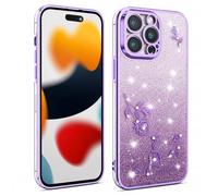 XINYEXIN Case for Realme P3 5G, Clear Glitter Floral Design, Slim Shockproof Case, Protective Cover - Purple