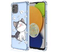 XINYEXIN Case for Samsung Galaxy A03, Painting Flower Pattern Clear Case Soft TPU Silicone Case Slim Shockproof Bumper Girl Women Phone Cover - Cat