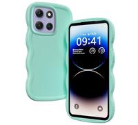 XINYEXIN Liquid Silicone Case for Motorola Moto G86, Wave Frame Curly Shape Cute Protective Case Soft Shockproof Bumper Cover - Green