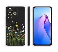 XINYEXIN Silicone Case for OPPO A5 Pro 5G 4G, Slim Shockproof Phone Cover with Cute Pattern, Non-Slip Protective - Flowers, Black