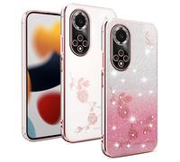 XINYEXIN Transparent Glitter Case for Honor 50 5G / Huawei nova 9, Women Girls Bling Diamond Phone Case Ultra Thin Slim Portable Shockproof Protective Cover - Rose Gold