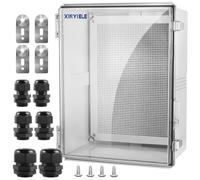 XINYIELE Waterproof Outdoor Project ABS Plastic Junction Box IP67 Weatherproof Dustproof Enclosure with Hinged Cover, Mounting Plate,Wall Brackets for Power Project (Clear,17.7"x13.8"x7.9")