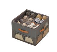 Xinyijin Foldable Fabric Shoe Storage Cabinet & Box, Fits 16 Pairs, Organizer with Clear Zip Cover & Adjustable Dividers, Space Saver shoe storage box for Closet, Wardrobe, Entryway (Grey)