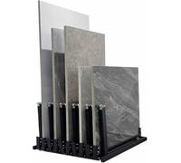 Xinyilau Large Sliding Display Rack, Store Display Metal Rack, Standing Floor Tile Display Rack, Adjustable Push-Pull Floor Tile Sample Shelf for Vendor Events/Trade Show/Showroom/Building(Black)