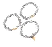 XINYIN 3Pieces Women’s Dumpy Gold Elastic Stretch Stackable Beaded Jewelry Set Irregular Art Design Alloy Heart Bead Trio