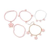 XINYIN 5PCS Handmade Colorful Flower Beaded Adjustable Wristband Beads Texture Suitable For Party And Date Elastic Bracelets