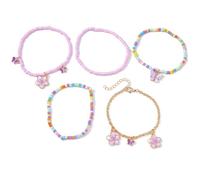 XINYIN 5PCS Handmade Colorful Flower Beaded Adjustable Wristband Beads Texture Suitable For Party And Date Elastic Bracelets