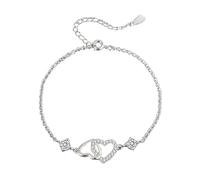 XINYIN Crystal Double Heart Charm With Secure Clasp Adjustable Wristchain Fashionable Party Accessories For Ladies Elegant Copper Heart