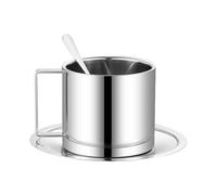 XINYIN Elegant 304Stainless Steel Coffee Set Including Cup Spoon and Tray Drinkware Suitable for Various Occasion Drinkware