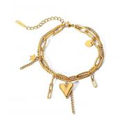 XINYIN Elegant Stainless Steel Layering Heart Charm Adjustable Wrist Chain For Everyday Wear Casual Formal Outfit Rustproof Trendy Layering
