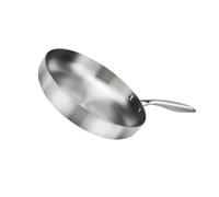 XINYIN Ergonomic Grip Fry Pan Stainless Steel Flat Bottom Uncoated Wok Cookware for Induction Cooker Use Even Heat Distribution Frying Pan