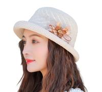 XINYIN Fashionable Bow Design Beach Bucket Hat Lightweight Foldable Sun for Women Men Casual Outdoor Accessories Bows Woven Fisherman Beige