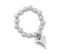 XINYIN Fashionable Geometric Heart Pendant Rings Stainless Steel Elastic Rope Round Bead Jewelry For Parties And Everyday Wear Elastic Rope String
