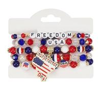 XINYIN Independence Day Beaded Elastic Artificial Crystal Stacking For Casual And Party Wear Independence Day Wrist Jewelry