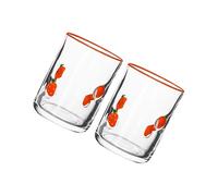 XINYIN Pair of Lemon Print Vintage Juices Glasses Sturdy Glasswares with 14oz Capacity Ideal for Cocktails Water Decors Vintage Glasses with Lemon Design