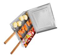 XINYIN Stainless Steel Practical BBQ Grills Tray BBQ Cooking Tool For Outdoor Cooking And Camping With Nonslip Handle Food Grade Grills Tray For Outdoor