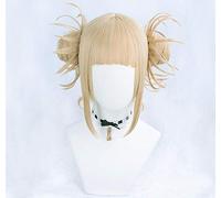 XINYIYI Anime-Inspired Mixed Wavy-Straight Human Hair Wig - Akademia Himiko Toga Cosplay Wig + Wig Cap