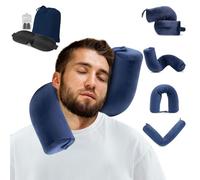 XINYUDAILY Travel Pillow for Airplane, Twist Memory Foam Neck Pillow for Travel, Portable Travel Neck Pillows for Adults, 360 Degree Neck Support Travel Pillow, Includes Eye Mask,Earplugs,Carry Bag