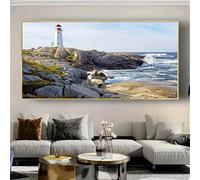 Xinyuer Extra Large 5D Diamond Painting Kit for Adults, Lighthouse Landscape, DIY Diamond Art Painting Kit, 12x30 inch