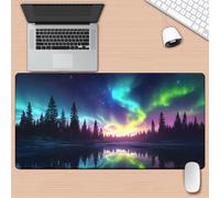 Xinyuer Gaming Mouse Pad 27.5x15.7x0.12 inch Mouse Mat Large Aurora Landscape, Anti-Fray Stitched Edges, High-Precision Optimised Surface, Non-Slip Rubber Base, for Home Office