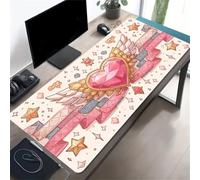 Xinyuer XXL Extended Gaming Mouse Pad 47.2x23.6x0.12 inch - Mouse Mat Cute Pink Hearts, Large Desk Pad with Stitched Edges, Washable Surface for Gamer Office & Home