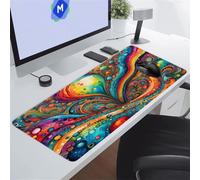 Xinyuer XXL Extended Gaming Mouse Pad 47.2x23.6x0.12 inch - Mouse Mat Vibrant Abstract, Large Desk Pad with Stitched Edges, Washable Surface for Gamer Office & Home