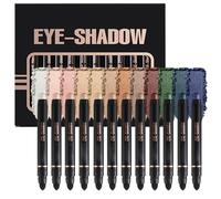 XINYUNXIN 12PCS Dual-Ended Eyeshadow Pencil with Brush, Metallic Cream Shadow Stick Waterproof Long-Wear Soft Creamy Matte Shimmer Eye Shadow Pencil Sticks Set Eye Makeup for Daily Wear Date Party