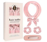 XINYUNXIN 4PCS Heatless Curls Overnight Set, Heatless Curling Set for All Hair Types, Satin No Heat Hair Rollers with Scrunchies & Clips - Safe & Comfortable to Sleep in for Natural Waves #salmon pink