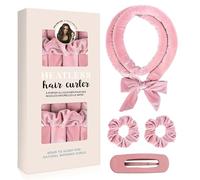 XINYUNXIN 4PCS Heatless Curls Overnight Set, Heatless Curling Set for All Hair Types, Satin No Heat Hair Rollers with Scrunchies & Clips - Safe & Comfortable to Sleep in for Natural Waves #Pink