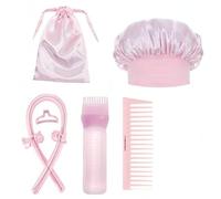 XINYUNXIN 8PCS Heatless Curls Overnight Set, Heatless Curling Set for All Hair Types, Satin No Heat Hair Rollers with Scrunchies & Hair Brush - Safe & Comfortable to Sleep in for Natural Waves #Pink