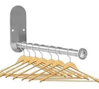 XINYUWIN 1PCS Stainless Steel Retractable Clothes Hanger Storage, Clothes Hanger Storage Organizer,Coat Rack Organizer Wall Mount Adhesive OR Drilling Installation silver(Length 13.7")