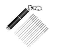 XINYUWIN12Pcs Portable Titanium Toothpick Set, Stainless Steel Metal Hard Toothpicks with Holder, Reusable Multi-Function Food Fruit Fork, Kitchen Outdoor Ultra Light Toothpick(Black)
