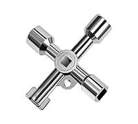 XINYUXUANXUAN 4 Way Utility Key - Cross Multi-Purpose Panel Key for Electric Cabinet, Gas Valve, Water Tap & Meter Box - Triangle, Square & Round Keys - Emergency Access Tool (4 Way Utility Key)