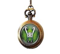 xinzhahi Art Glass Loki god of Mischief Pocket Watch Necklace god of Mischief Pocket Watch Necklace Loki Jewelry
