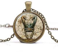 xinzhahi Loki god of Mischief Necklace Pendant Necklace Glass Photo Charm Jewelry Birthday Festival Gift