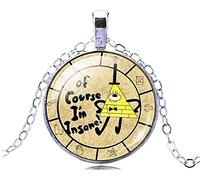 Xinzhahi Steampunk Drama Bill Cipher Wheel Pendant Necklace, Glass Handmade Jewelry - Unisex Gift, Occasion-based - Necklace