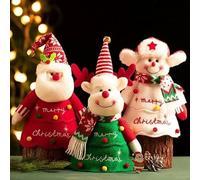 XINZHIDA 3PCS Gift Bags With Zipper Design - 3D Christmas Tree Doll Decoration,Xmas Candy Apple Bags With Santa Claus, Snowman, Reindeer for Xmas Ornaments Gift Party Festival Decor
